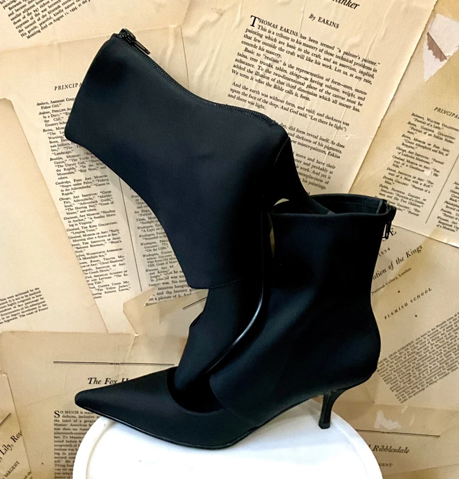 Free People Jeffrey Campbell Cassie Botines Recortados Tela Negra Cremallera 6.5 NUEVO Foto 4 de 4