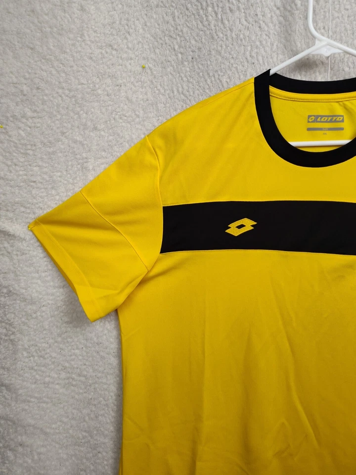 Roupa ativa de futebol Lotto masculina XXL poliéster amarelo manga curta gola redonda - Imagem 2 de 4