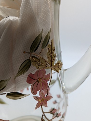 Vtg Amelia Crystal Clear Industries Hand Painted Romania Crystal 64 oz Pitcher - Picture 22 of 23