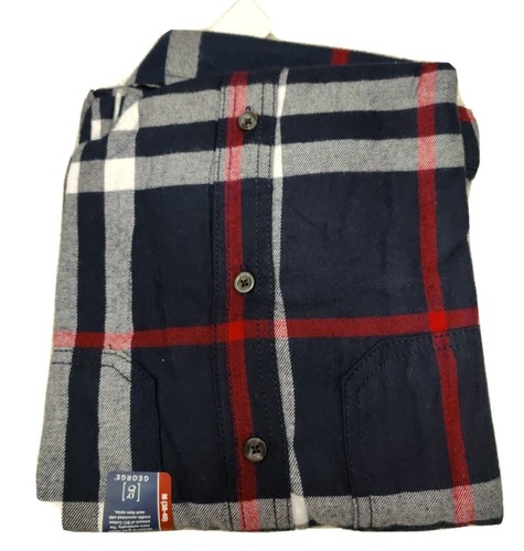George Men's Long Sleeve Flannel Super Soft Shirt Blue Plaid Medium (38-40) - Picture 4 of 5