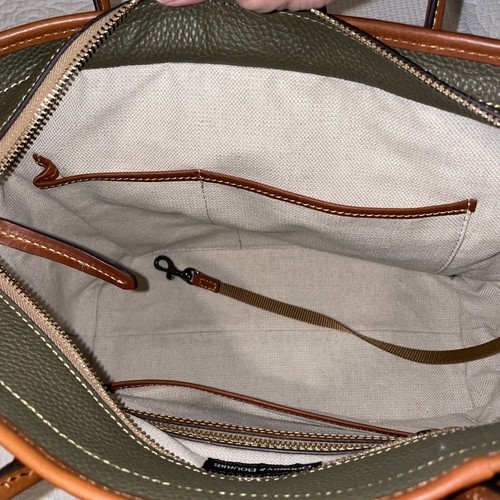 Dooney Bourke Olive Pebble Leather Large Shopper With Matching French Wallet - Picture 7 of 13