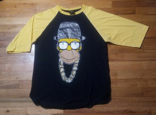 vintage Homer Simpson Run DMC raglan jersey t-shirt Family Guy Aerosmith hip hop