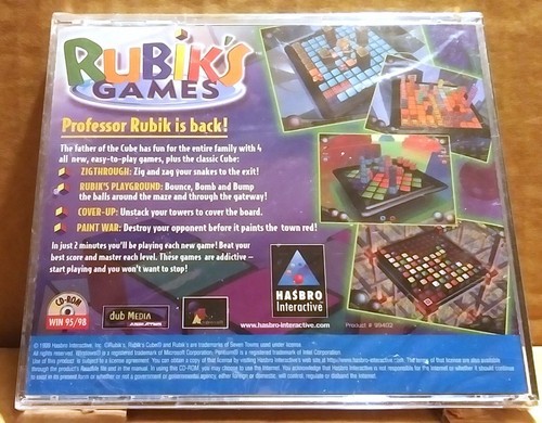NEW SEALED - RUBIK'S GAMES 1999 PC CD ROM HASBRO WIN 95/98 USA - Picture 2 of 2