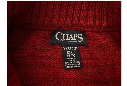 Boy's or girl's red Chaps sweater size XXS 4/5 zipper collar cotton unisex - Picture 2 of 3