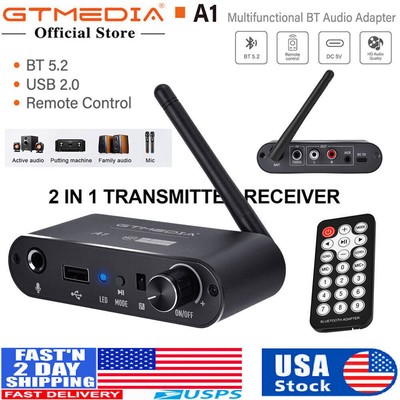Bluetooth 5.2 Wireless Audio Receiver Adapter AUX 2 RCA Coxial U Disk Mic Remote