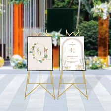 2pcs Steel Easel Stand, Display Stand for Wedding Gold Easel Tripod Poster Easel