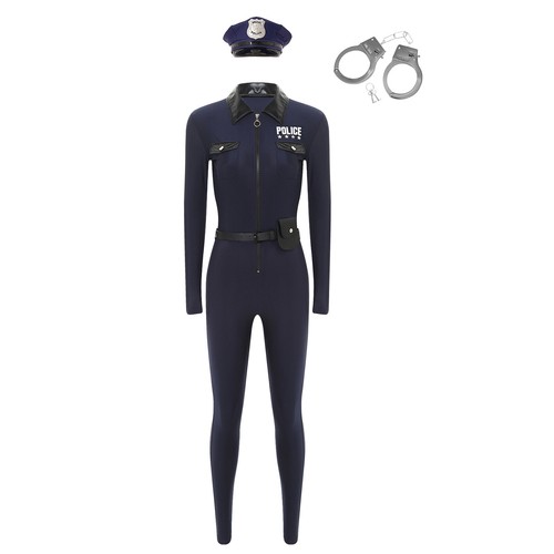 Damen Body Bühne Trikot Nachtclub Overall und Mütze Polizistin Verkleiden - Bild 19 von 36