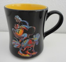 Disney Store Minnie Mouse Coffee Mug Black Ceramic w/ Yellow Interior