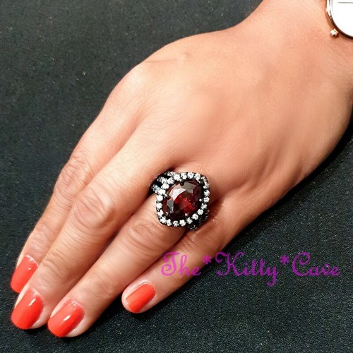 Big CZ Crystal Zirconia Sparkly Geometric Eye Marquise Cut Cocktail Rhodium Ring - Picture 16 of 28