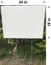 50 Pack White Blank Yard Signs 18' 'x 24''  with  50 Double H-stakes 24''