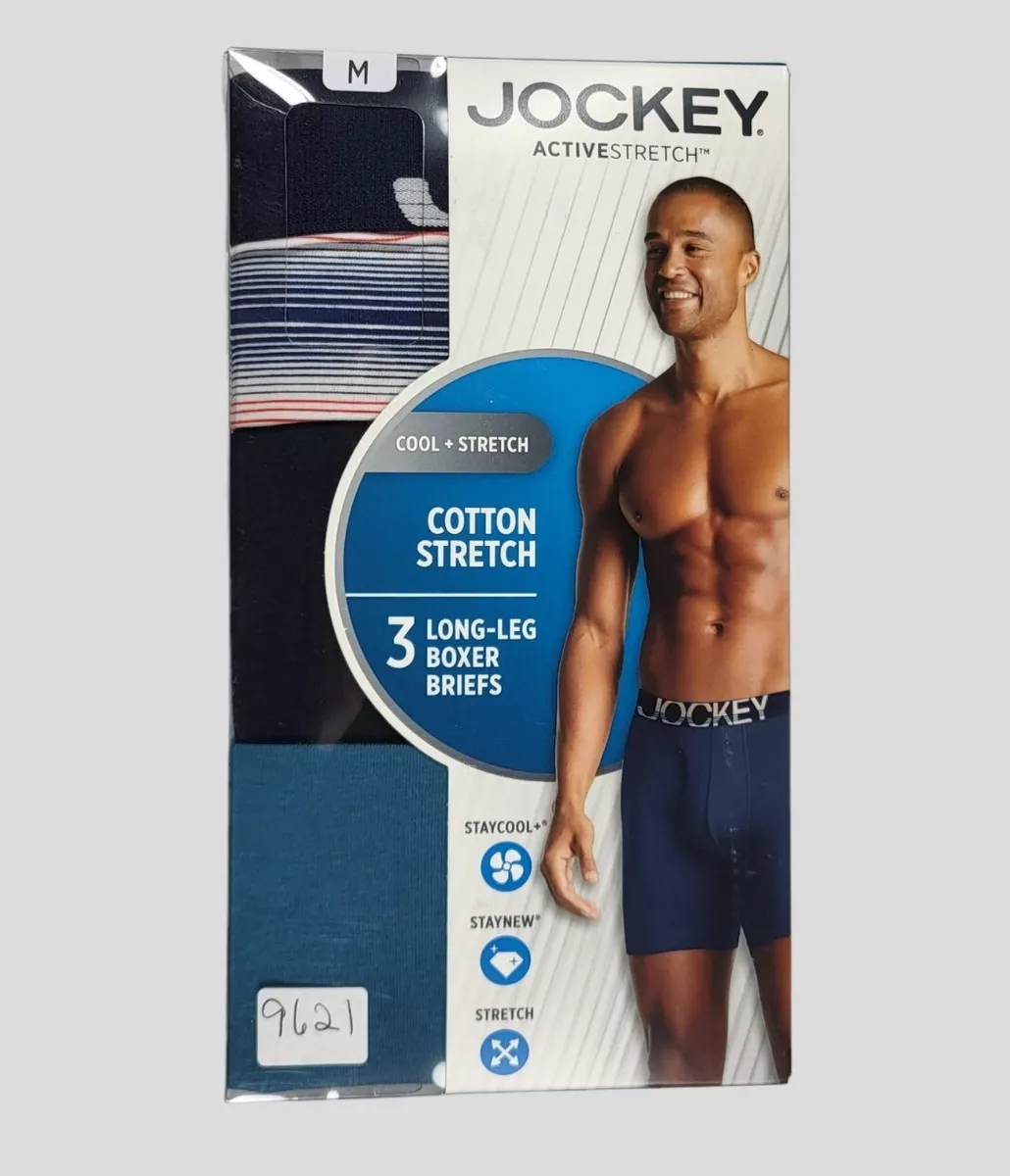 JOCKEY Men Boxer Brief Long Leg Medium 32-34 Stay Cool Stretch Tag Free 3  Pack