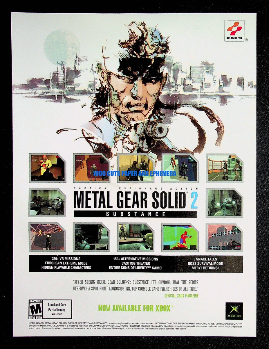 Metal Gear Solid 2 Substance Konami 2002 Xbox Print Magazine Ad