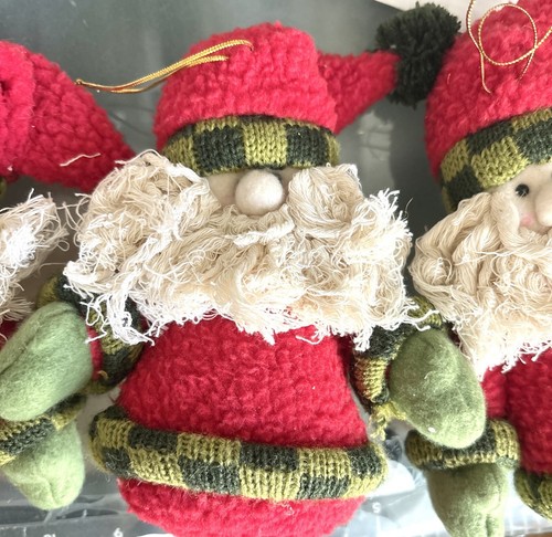 Lot Of 7 Plush Fabric Felt Knit Country Santa & Snowman Christmas Ornaments - Picture 7 of 12