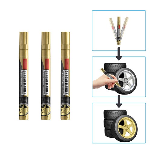 3Pcs Metallic Liquid Chrome Mirror Finish Paint Pen Gold Art Pens Markers - Picture 6 of 7