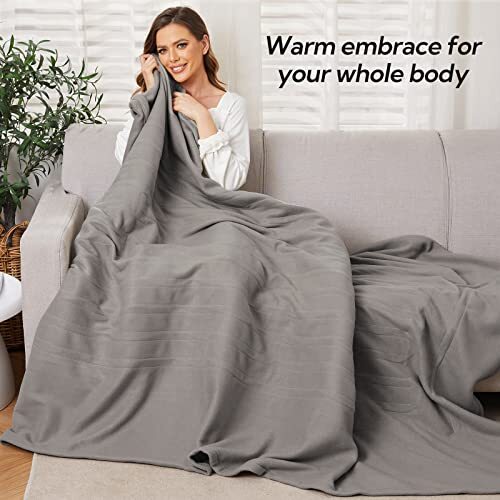 Heated Electric Blanket Full Size 72" X 84" Quilted Fleece Fast Heating