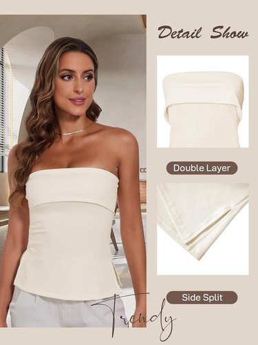 Strapless Tube Tops for Women Backless Going Out Bandeau Top Sexy Trendy off Sho - Picture 2 of 12