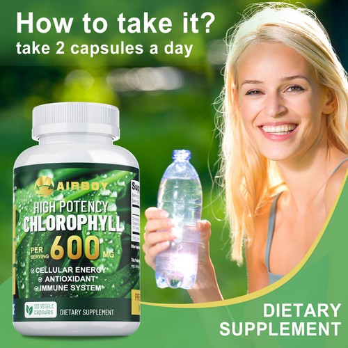 Chlorophyll Capsules 600mg - Anti-aging,Joint Bone Skin Hair Health,Energy Boost - Picture 6 of 10