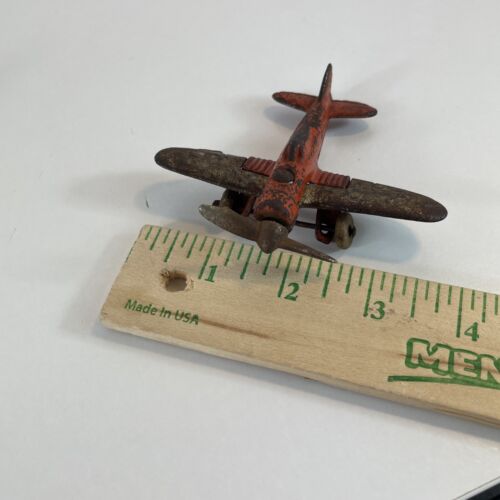 Hubley Cast Iron Propeller Single Prop Military Orange Airplane Plane 2227 USA - Picture 16 of 24