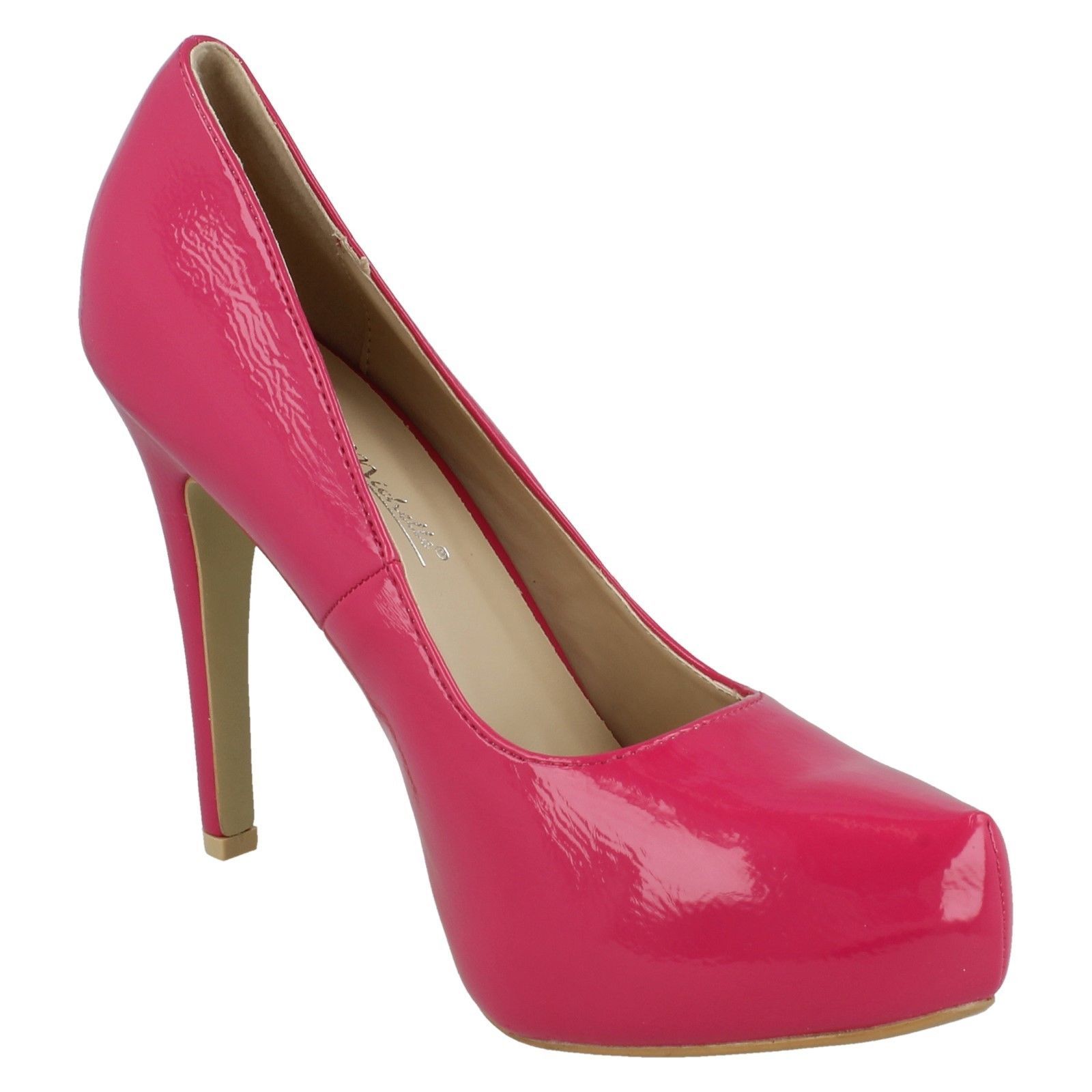 Anne Michelle F9775 Ladies Fuchsia Crinkle Patent Court Shoes UK 3 x 8 (R12A) Anne Michelle F9775 Ladies Fuchsia Crinkle Patent Court Shoes UK 3 x 8 (R12A)