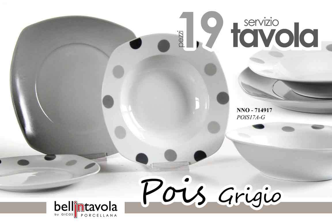 SET PIATTI TAVOLA 19 PEZZI QUADRATO SERVIZIO PORCELLANA POIS GRIGIO 714917 SET PIATTI TAVOLA 19 PEZZI QUADRATO SERVIZIO PORCELLANA POIS GRIGIO 714917