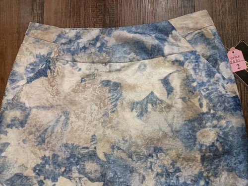 Jess. C Paris Brocade Pencil Skirt Blue Floral Made In USA size 2 NWT! - Picture 3 of 6