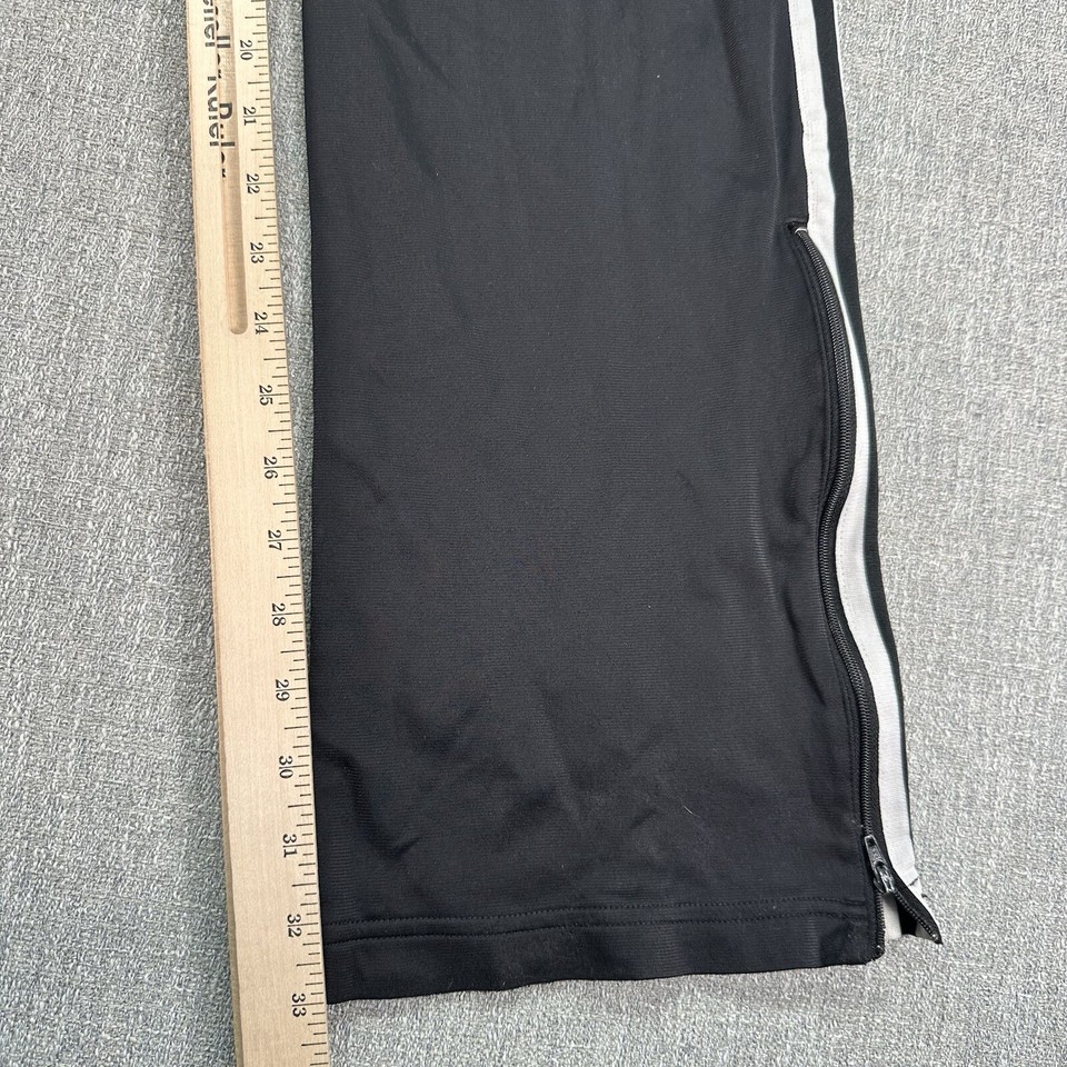 Vintage Adidas Track Pants Mens Medium Black Fleece 3 Strips Zip Legs