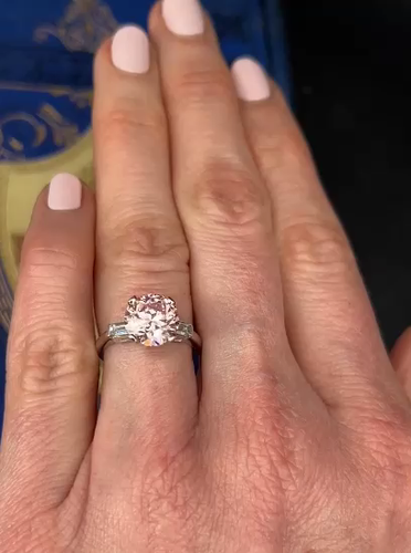 14K White Gold Round Cut Fancy Pink 2.50 CT IGI Lab Grown Diamond Wedding Ring - Video 1 of 1
