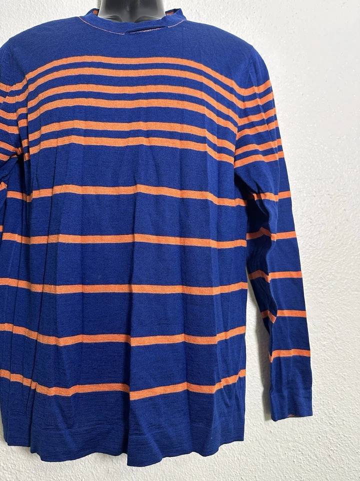 Kiton шелк/лен синий оранжевый искусственно состаренный свитер с круглым вырезом размер маленький (EU48) - Изображение 3 из 4