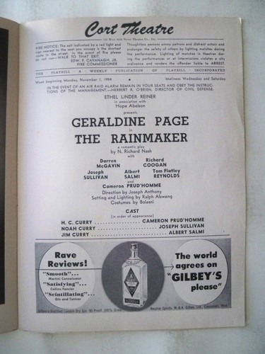THE RAINMAKER Playbill GERALDINE PAGE / DARREN McGAVIN / RICHARD COOGAN NYC 1954 - Foto 2 di 2