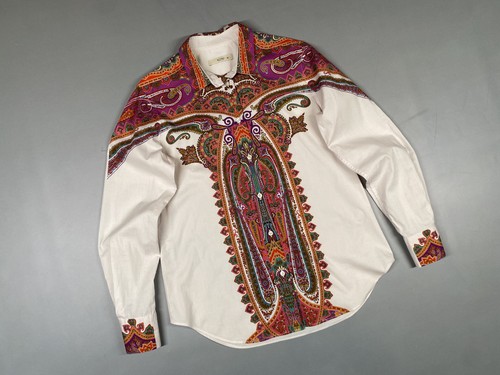 Women's ETRO Multicolor Paisley Ornament Collared Blouse/Shirt size 42