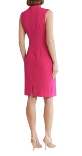 Eliza J Womens Berry Tie Neck Sleeveless Crepe Sheath Midi Dress Sz 8 NEW - Picture 2 of 6