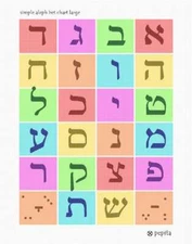 Simple Aleph Bet Chart Large Needlepoint Kit or Canvas