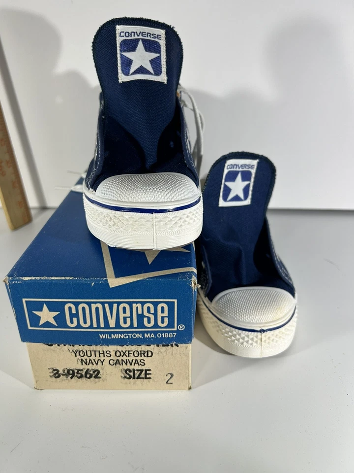 De colección Converse Straight Shooter Juvenil Talla 2 Azul Unisex Lona Nuevo en Caja Hecho en EE. UU. Foto 2 de 4