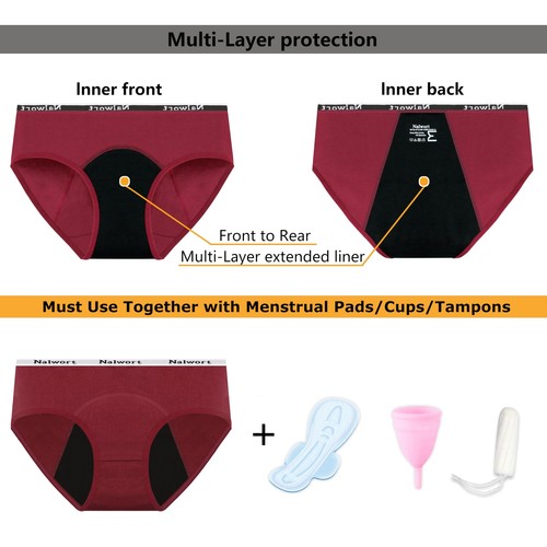 Nalwort Teen Mädchen Periodenunterwäsche Menstruation Periodenhöschen Auslaufsicher Cotto... - Bild 5 von 6