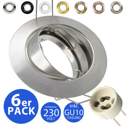 6 Pack LED Einbaustrahler Einbaurahmen GU10 Set 230V Einbauspot Strahler Rahmen - Bild 1 von 15