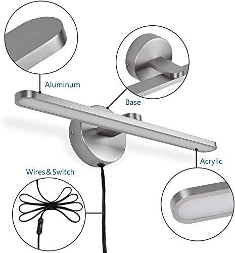 Led Vanity Lighting Fixtures 16 Inch Wall Mounted Plug In Light Fixtures Bathroo - Picture 2 of 9