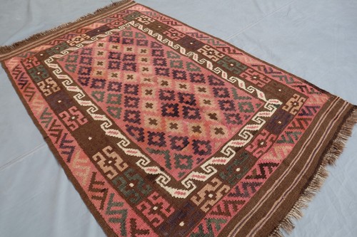 3x5 Afghan Ghallmori Kilim Rug - Tribal Vintage Flatweave Wool Carpet - Brown. - Picture 5 of 11