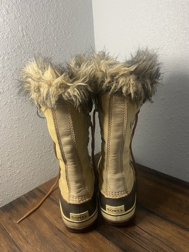 Sale! Sorel Women's Sz 7 Joan Of Arctic Snow Boots Tan Suede Faux Fur Insulated - Picture 3 of 5