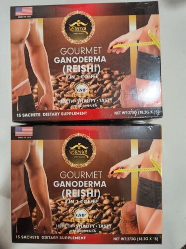 2 PACK ETERNAL GOURMET GANODERMA REISHI 4 IN 1 COFFEE 15 SACHETS 03/26 MADE USA - Picture 3 of 3