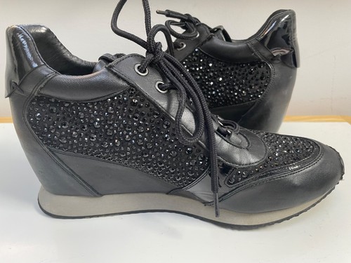 Scarpe da ginnastica ASH nere con zeppa UK 6 pelle strass gioiello scarpe con tacco EU 39 - Foto 6 di 11