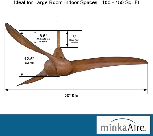 MinkaAire F843-DK - 52'' Wave Ceiling Fan with Remote Control, Destressed Koa - Picture 3 of 9