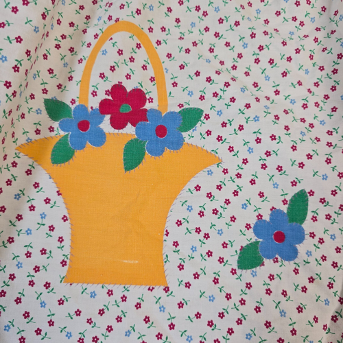 Vintage Half Apron Womens Floral Basket Waist Tie Housewife Kitchen Costume Farm - Picture 2 of 4