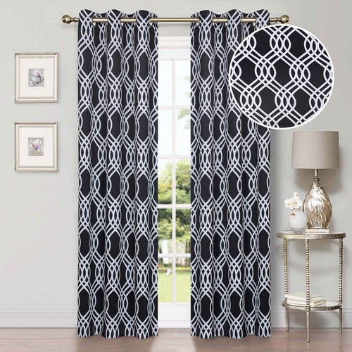 Ribbon Trellis Washable Room Darkening Blackout Curtain Panels, Set of 2 - Picture 14 of 70