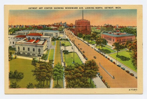 Centro de arte de Detroit mostrando Woodward Ave. Postal de Looking North, Michigan - Imagen 1 de 2