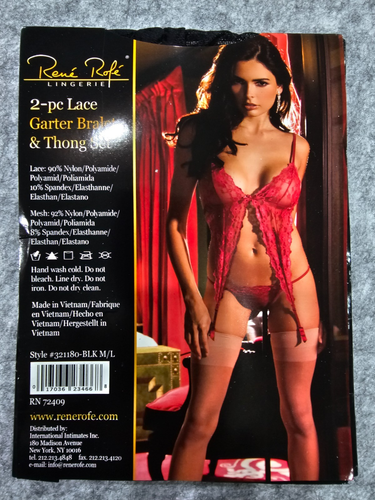 Rene Rofe Lingerie Ladies 2 Piece Lace Bralet Thong Set Medium Large Black - Picture 5 of 6