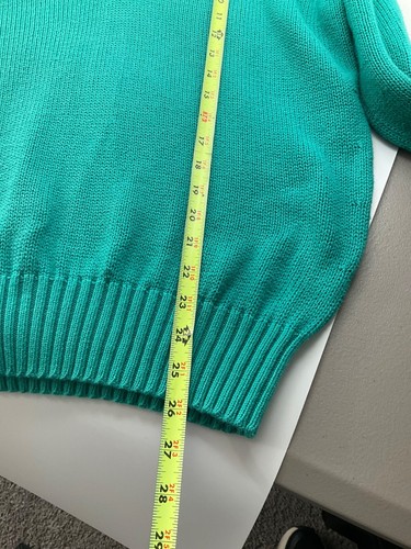 Vintage Burberrys Sz Large Pull Over Sweater V Neck Green Made Scotland Cotton - Picture 6 of 8
