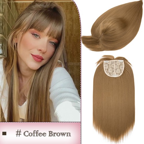 100% Natural as Human Topper Hair Toupee Clip in Extensions Bangs Wavy Hairpiece - Picture 46 of 113