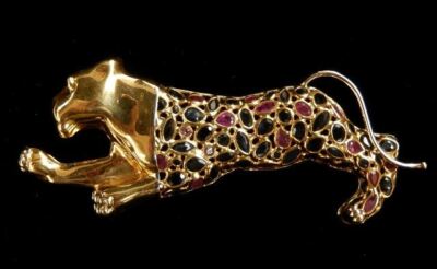 RUBY~SAPPHIRE LEOPARD PIN - 6477B530E | eBay