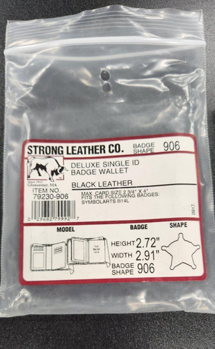 STRONG LEATHER CO. Deluxe Single ID Badge Wallet - Black - Shape#906 - Picture 2 of 5