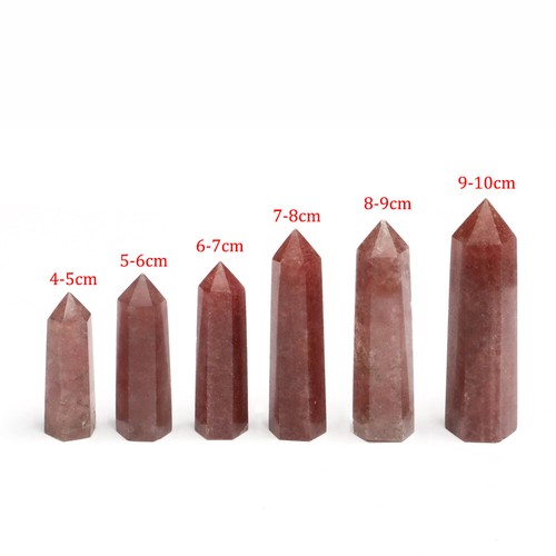 Varita de cuarzo obelisco de cristal de fresa de 6~9 cm con punto de torre tratamiento Reiki - Imagen 19 de 19
